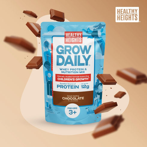 Healthy Height Grow Daily Kids Protein Drink Mix, Chocolate, High Protein Shake for Kids 3+