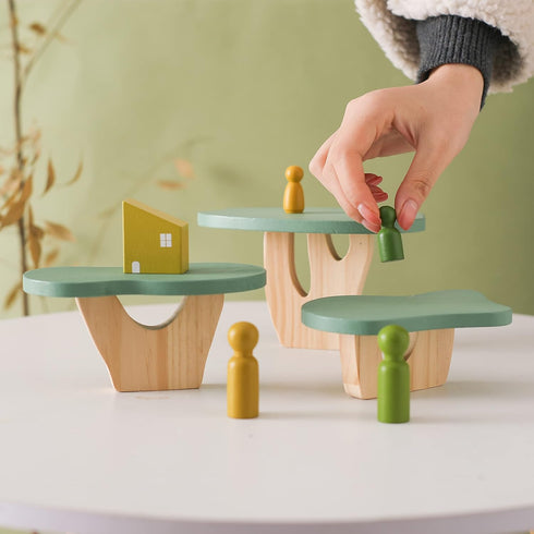 Pack 15 WOODEN TEETHER Wooden Tree Toy of Wood Forest Sensory Toys for Boys and Girls Educational Montessori Toys