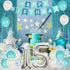 15th Birthday Decorations Teal Blue, Happy Birthday Banner, Sash, Number 15 Star Foil Balloons for Party Supplies