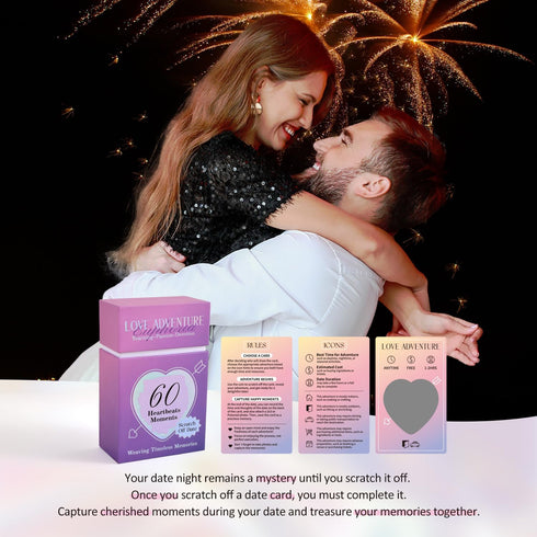 60 Date Ideas Card Games for Couples - Unique Date Deck Scratch Off Cards, Great Couples Gifts for Boyfriend