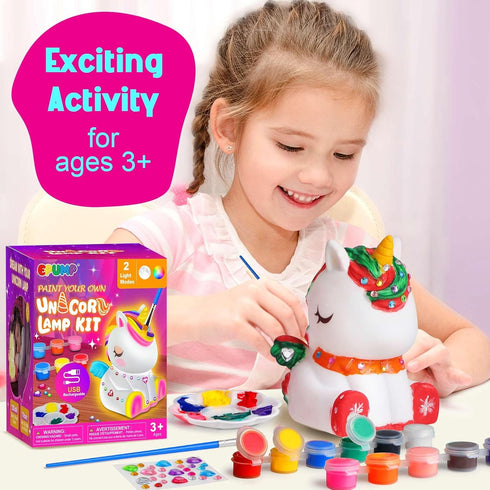 1200mAh 2 3-12+ EPUMP Paint Your Own Unicorn Lamp Kit - Rechargeable Night Light with Light Modes, Arts and Crafts