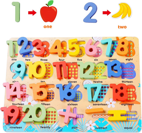 Wooden Puzzles for Toddlers - Voamuw Alphabet Number Shape Learning Education Toys for Kids Ages 3-6 (Set of 3)
