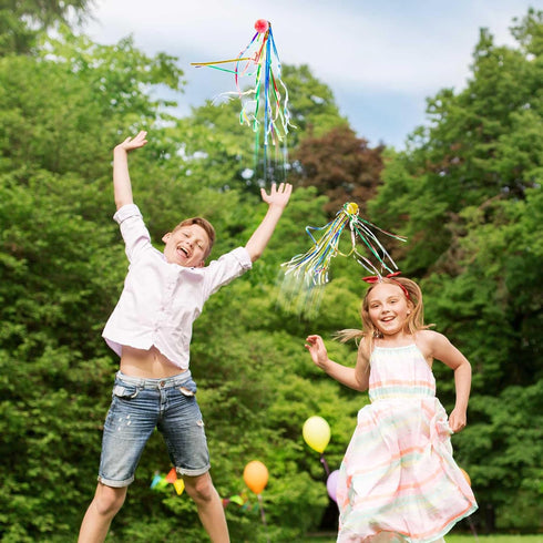 Hungdao Comet Balls - Large Rubber Bouncy Balls with Colorful Streamers, 30 Pcs Party Favors for Kids
