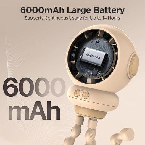 6000mAh 4 360 Hotsales Stroller Fan, Stroller Fans Clip On for Baby with Speeds, LED Display & Night Light, Rotate