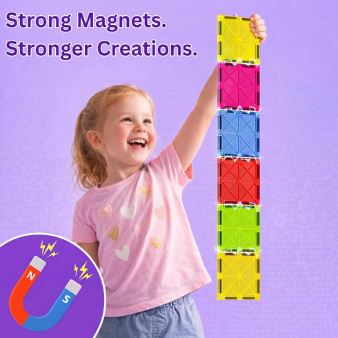 Mini Melow 100 Set, 3+, 4-8, Magnetic Tiles, Pcs Magnetic Building Blocks STEM Magnetic Toys for Kids Magnetic Tiles