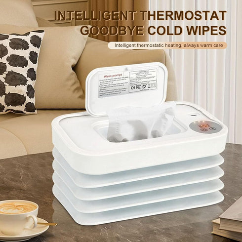 Ymiko Baby Wipe Warmer, Foldable Portable Wipes Dispenser with Smart Temperature Control and Fast Heating for Home Car