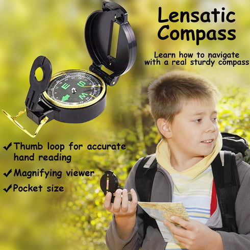 Box O' Mart Set Outdoor Adventure for Kids - Camouflage Camping Exploration Toys with Walkie-Talkies - Backyard