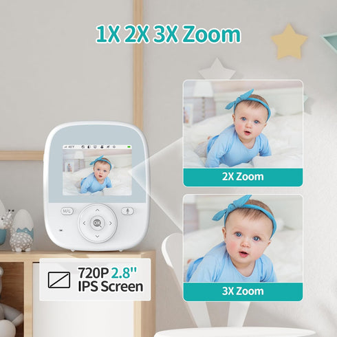 VIZOLINK 2.8" Baby Monitor with Camera and Audio, Video Baby Monitor with Secure Transmission No WiFi, Night Vision