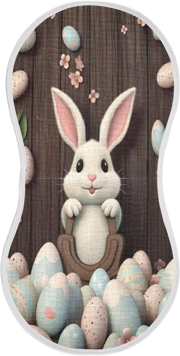 YETTASBIN Easter Bunny Egg Muslin Baby Burp Cloth, Super Soft Absorbent Cotton Burp