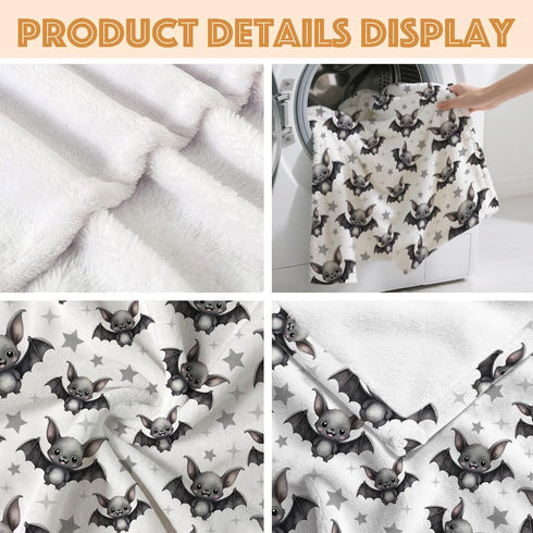 Cozy 40x30 Halloween Bats and Stars Baby Blanket Gifts for Boys Girls Super Soft Blanket Swaddle Newborn Receiving