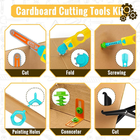 129 SpringFlower Cardboard Cutter for Kids, PCS Cardboard Tools for Kids, STEM Educational Construction Kit Toys