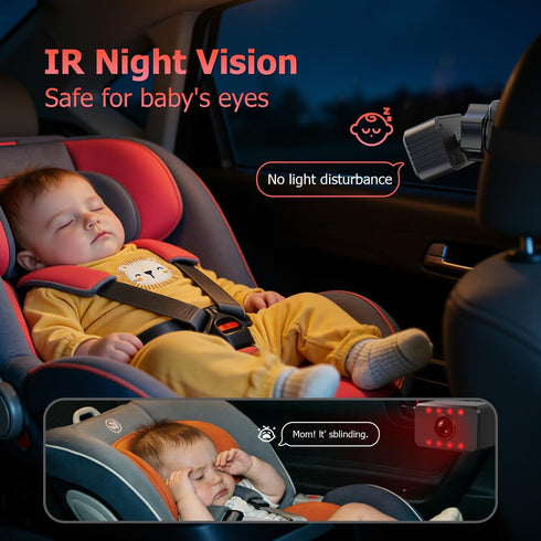 12V Itomoro Baby Car Mirror, Back Seat Baby Car Camera with HD Night Vision Function Display, Reusable Sucker Bracket