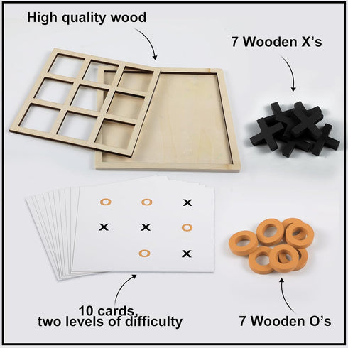 Seenelling Jumbo Wooden Tic Tac Toe Game Dementia Activities for Alzheimers Seniors with Matching and Puzzle Templates