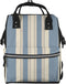 FHEDVBN Blue Beige Stripe Diaper Bag Backpack for Women Multifunction Waterproof Mummy Backpacks