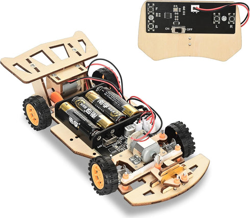 ScienSta Self-Centering Steering Remote Control CarSTEM Projects for Kids Ages 8-12Engineering kit, DIY