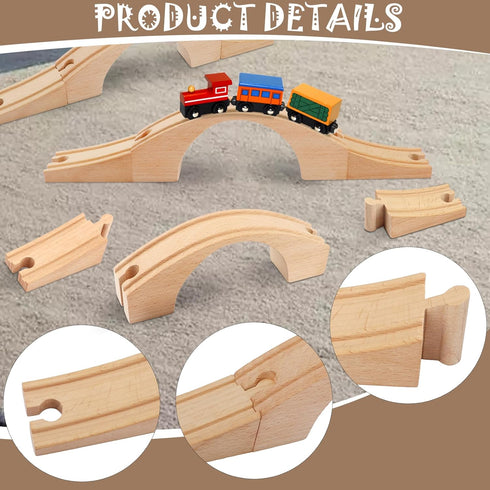 1 Pack Wood Train Track Expansion Wooden Train Track Accessories Bridge Connectors Compatible with Most Major Toy