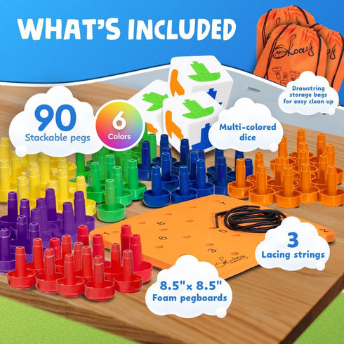 33 Set 2+ Skoolzy Montessori Sensory Pegboard Piece - Develop Sensory Play Occupational Therapy STEM Learning