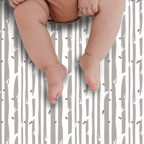 Birch Stripe Deluxe Flannel Changing Pad Cover, Cotton Flannel, Fits Standard Changing Pad 16 in x 32 in
