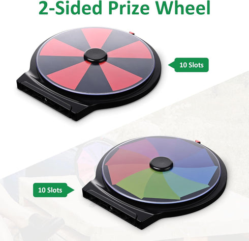 WinSpin 10" Double Sided Prize Wheel with Desktop Stand Dry Erase 10 Slots Spinning Wheel for Pub, Party, Home Game, Carnival and Holiday Activities