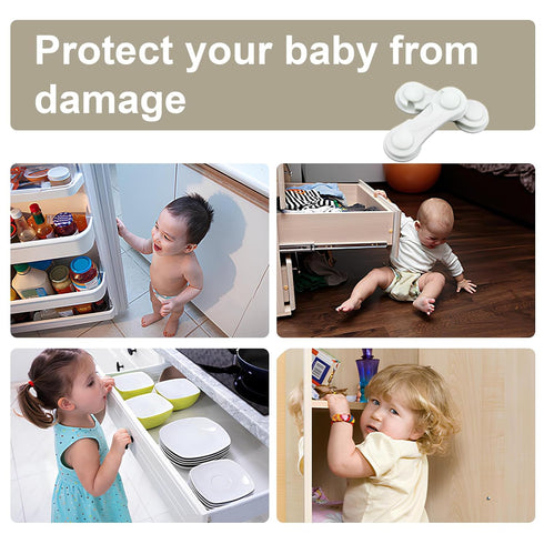 8 Pack Cabinet Door Locks for Baby Proofing, Child Safety Locks with Adhesive for Kitchen, Drawer, Cupboards