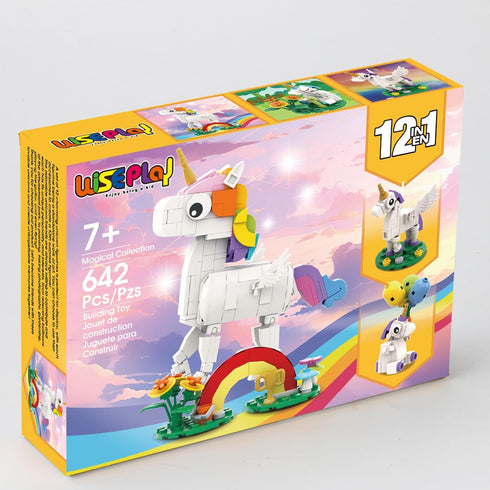 WISEPLAY Unicorn Building Block Set - 12 in 1 Unicorn Toys for Girls Age 6-8