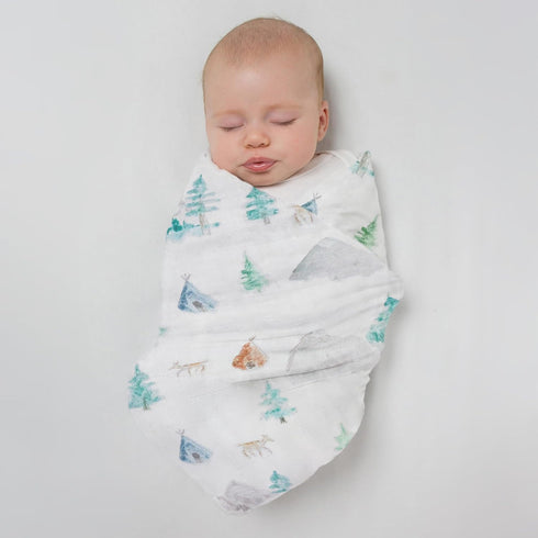 SwaddleDesigns Cotton Muslin Swaddle Blanket, 46x46 inches, Receiving Blanket for Baby Boys & Girls, Watercolor Denim