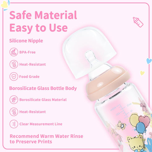 Oversized Adult Glass Feeding Bottle - Ultra Printed Baby Cuties Design