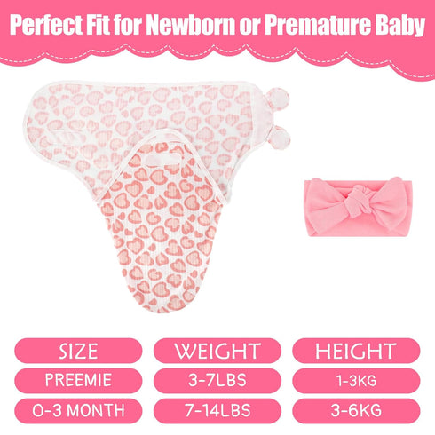 4 Pack Set Newborn Preemie Swaddle with Headband Premature Swaddle Blanket Baby Clothes for Nicu Newborn Boys