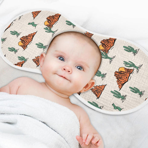Set 1, 22 11 Inch Muslin Baby Burp Cloths of Soft Western Cactus Absorbent Muslin Washcloths, Bibs, Face Towel