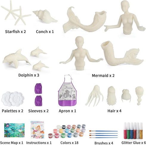 BESTYMXY Set, Set, Mermaid Toys Painting Kit, Mermaid Paint Kit, Kids Art DIY Mermaid Paint Arts & Crafts Mermaid Toys