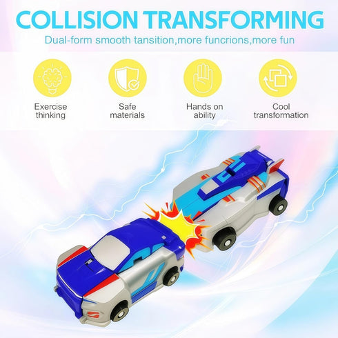 WIESSOC Toy,2 Collision Transforming Dinosaur Car Magnetic Cars Transform Into Dinosaur Toys,Transformation Car Toys