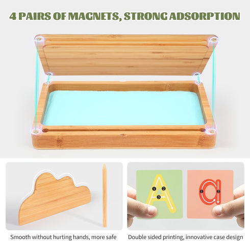 AtMini Montessori Sand Tray with Lid - Wooden Sand Trays for Kids Writing Letters and Numbers, Preschool Classroom Must