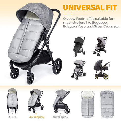 Orzbow Universal Footmuff for Stroller, Winter Warm Waterproof Bunting Bag for Toddler Sleeping