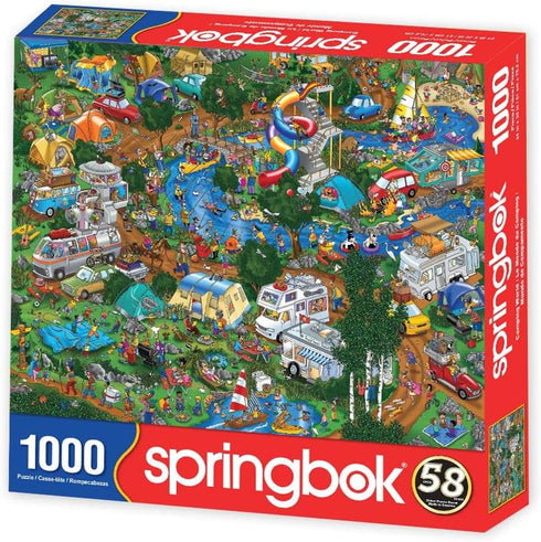 Springbok - Camping World - 1000 Piece Jigsaw Puzzle- Illustration Features Camping at It's best