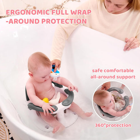 6 Baby Bath Seat for Babies Months & Up Sitting Up,Infant Bath Seat with Temperature Alert+Open Backrest+on/Off