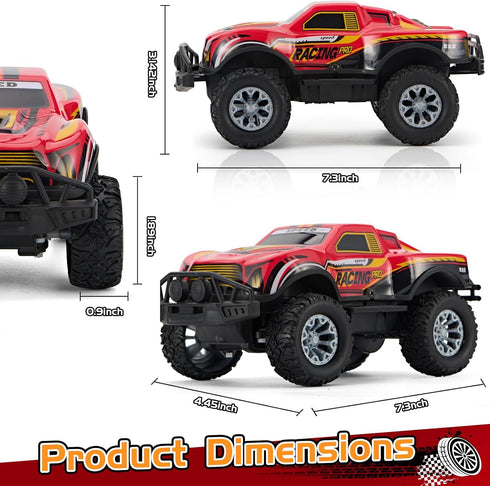 2.4GHz 1:20 Remote Control Cool Off-Road Vehicle Truck, RC Car with LED Lights, Scale Off-Road Vehicle, Red RC