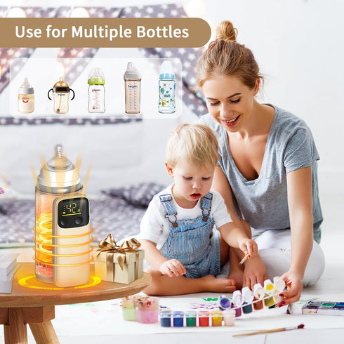 VVU&CCO 5-8 Portable Bottle Warmer, Travel-Friendly, Precise Temp-Control & LCD Display, Long Battery Life
