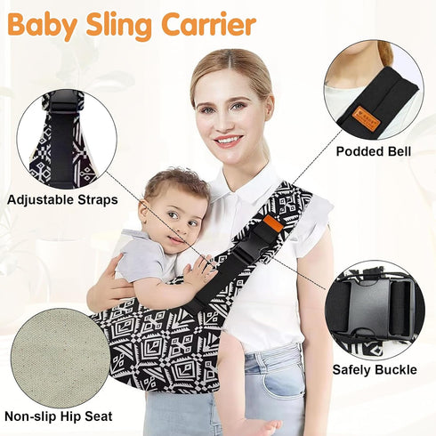 Jamyum 2025 4 Straps(10-30lbs),Lightweight,Portable Baby Sling Carrier,Toddler Carrier,Upgraded Baby Sling