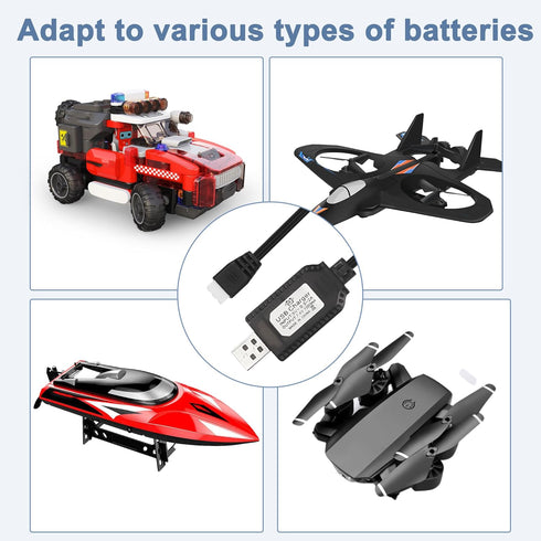 MEIRIYFA 7.4V 1A Lipo Battery USB Charger Cable, XH-3P 2S USB Connector Plug with LED Indicator Light for RC Car Rock