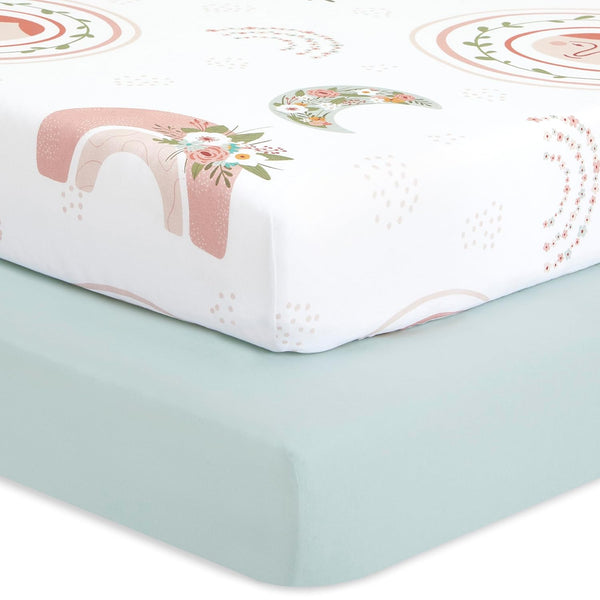 Evolur Rain Boho Dark 2 Pack Crib Sheet, Fitted Crib Sheet for