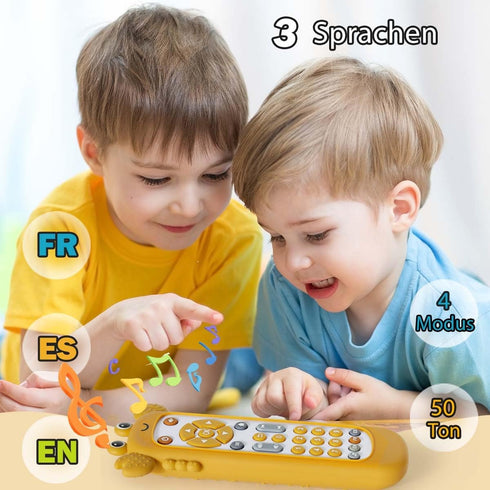 Baby TV Remote Control Toy with Soft Silicone Cover, Musical Realistic Play Remote Toy for 6M+ Boy and Girls