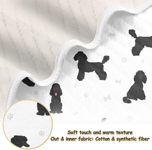KICPOAY Medium Poodle Black Baby Swaddle Blanket for Boys and Girls, Muslin Baby Receiving Swaddle Blanket, Soft Cotton