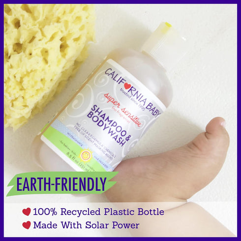 California Baby Super Sensitive Baby Shampoo and Body Wash | 100% Plant-Based | Gentle Fragrance Free, 251 mL