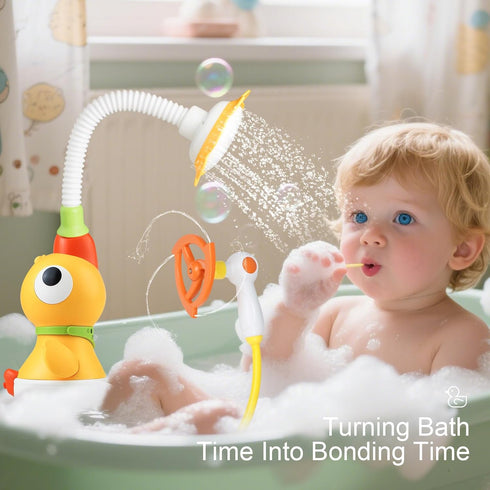 3 1 2 3 Baby Bath Sprayer Toy for Toddlers-Adjustable Water Flow Rinser with Squirting Ducks & Bathtub Shower Head,Fun