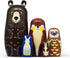 Tphon Russian Nesting Dolls Bear Wooden Matryoshka Dolls, Handmade Cartoon Animals Pattern Set of 5