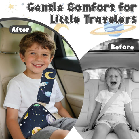 Kids Seat Belt Cover Pads, Soft Seat Belt Adjuster for Kids, Pea Pod Children Universal Shoulder & Belly Protective