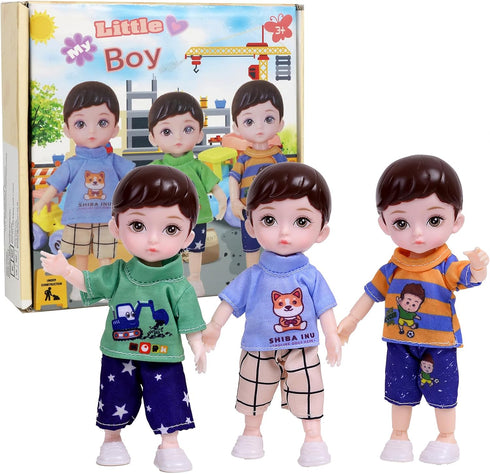 6 Inches Boy Dolls Set, Ball Jointed Doll Kids Boy Doll with