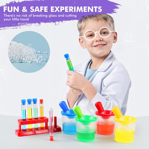 Color Science Test Tubes, Plastic Lab Tubes with Caps for Kids Science Experiments Ages 4-8