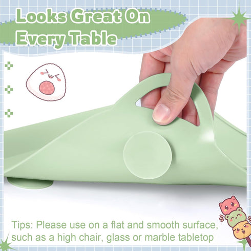 2 Pack Domensi Silicone Suction Placemat with Teething Edge Bumper/Spill for Baby Toddlers Kids with Storage Bag