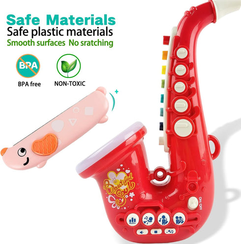 3+ Toy Saxophone with Light & Sound, Toy Harmonica for Kids, Early Educational Toy Musical Instrument Toys for Toddlers